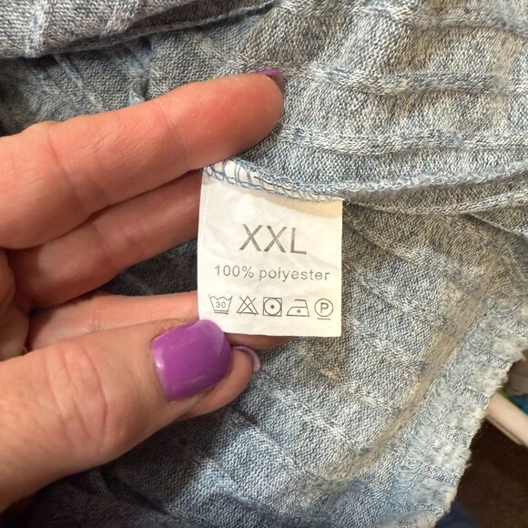 Light Blue & White Zip Up Sweater- Women's Plus Size XXL - Picture 4 of 6